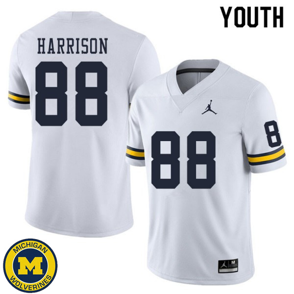 Youth University of Michigan #88 Mathew Harrison White Alumni Jersey